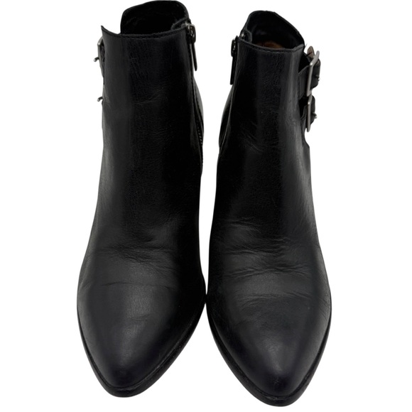 Frye Womens Shoes Jennifer Booties Sz 9.5 Black Leather Heeled Ankle Buckle - Picture 5 of 13
